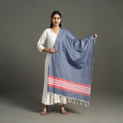 Blue - Chendamangalam Kuriappilly Cotton Handloom Dupatta 07