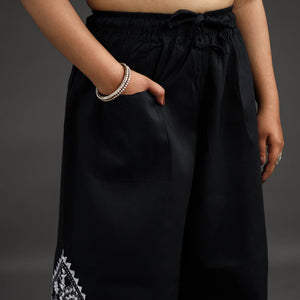 Black - Kantha Hand Embroidery Palazzo in Cotton 38