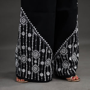 Black - Kantha Hand Embroidery Palazzo in Cotton 38
