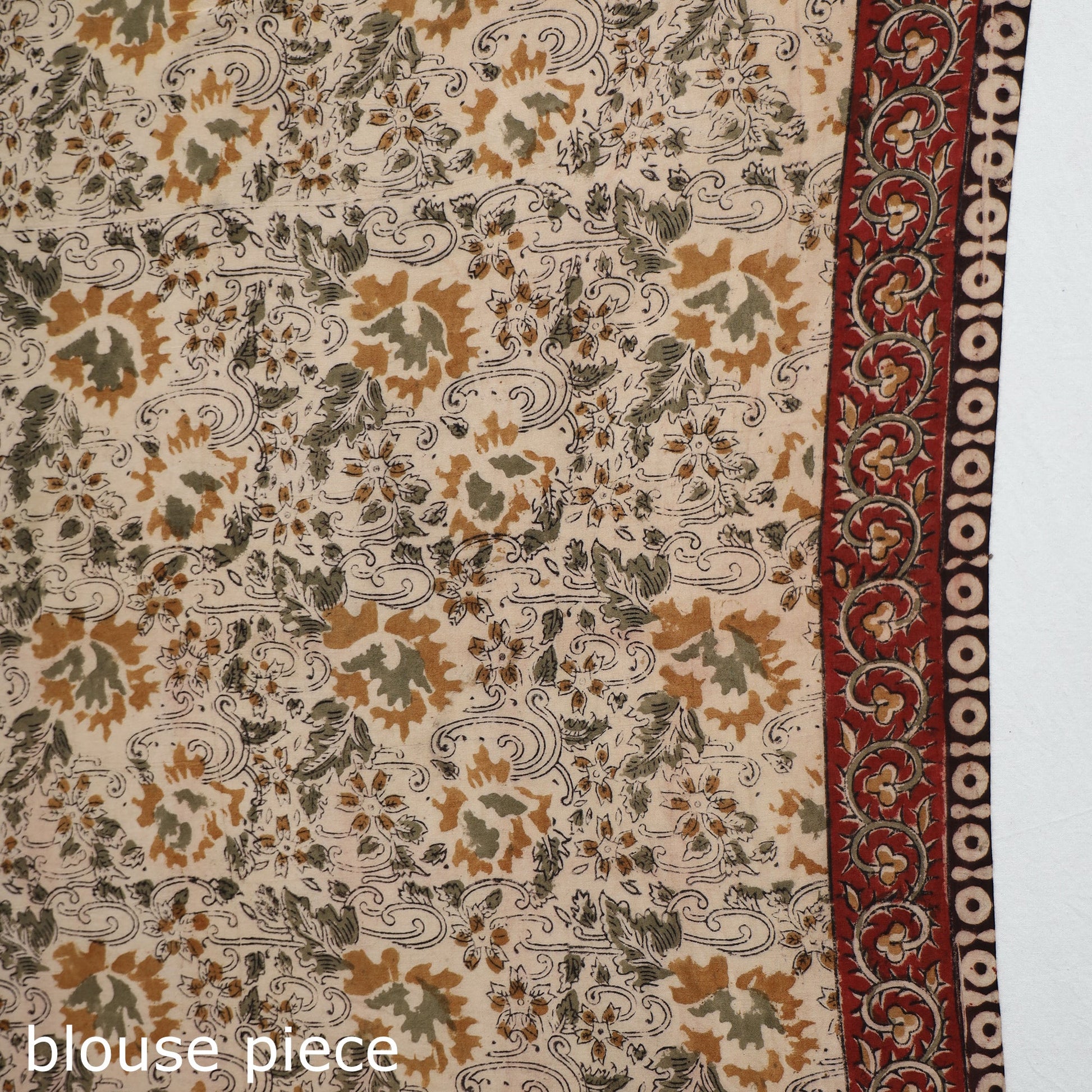 Brown - Pedana Block Print Cotton Kalamkari Saree