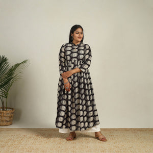 Black - Printed Cotton Flared Kalamkari Kurta 15