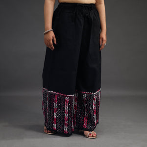 Black - Kantha Hand Embroidery Palazzo in Cotton 39