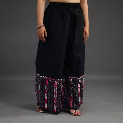Black - Kantha Hand Embroidery Palazzo in Cotton 39