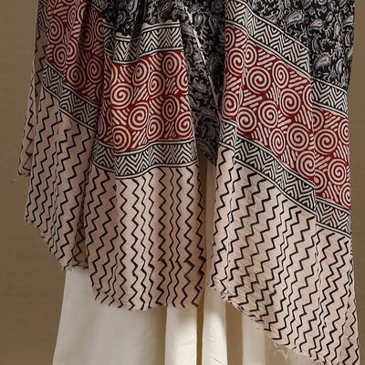 Black - Block Print Mul Cotton Bagru Dupatta 02
