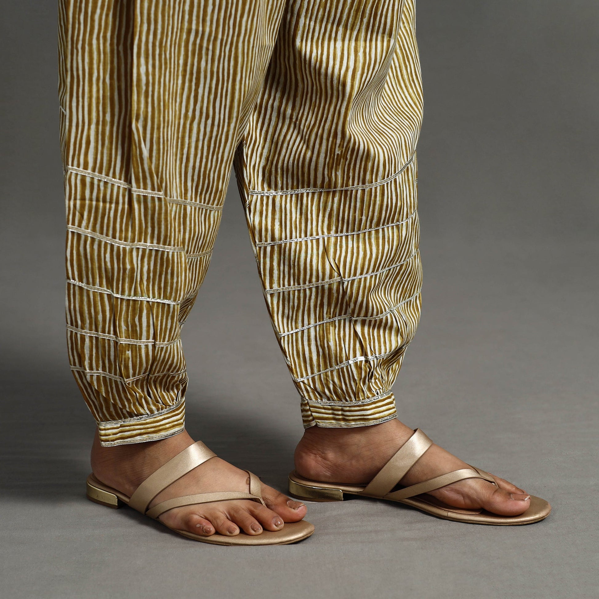 Brown - Gota Work Cotton Jaipur Afghani Salwar 13