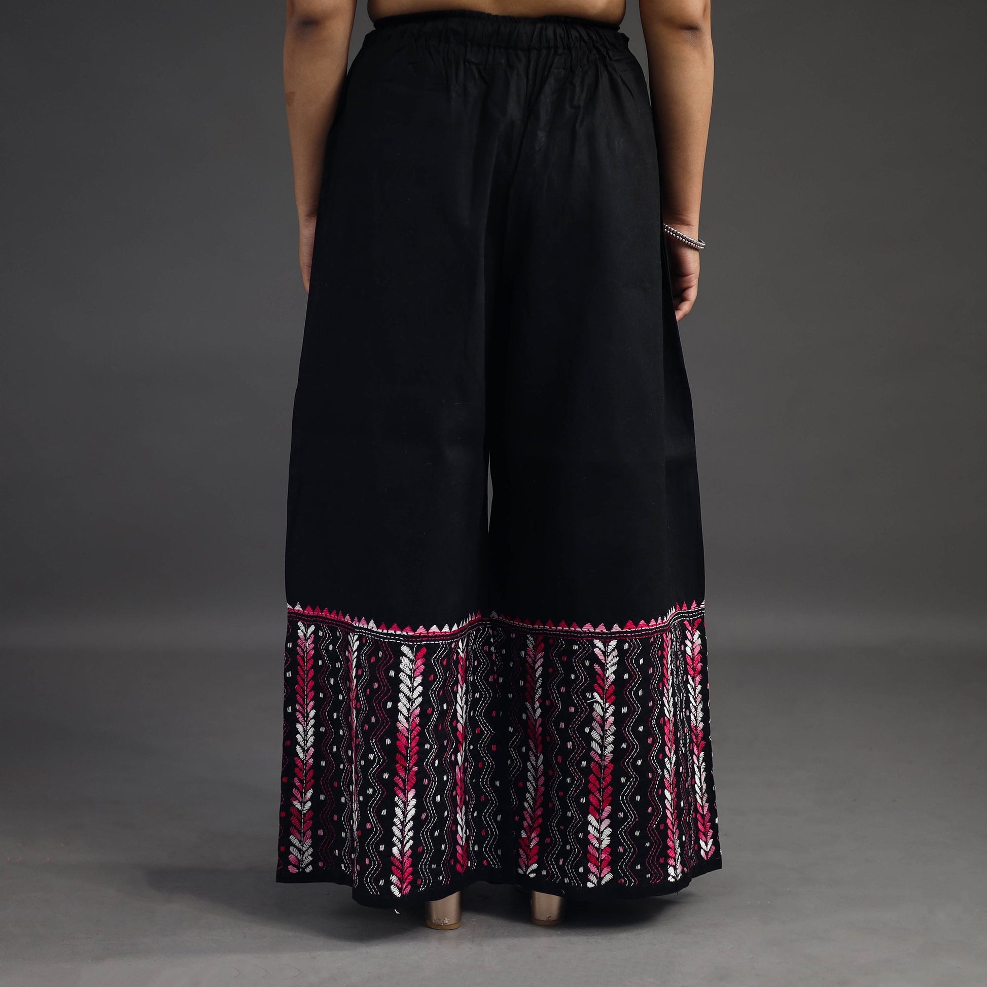 Black - Kantha Hand Embroidery Palazzo in Cotton 39
