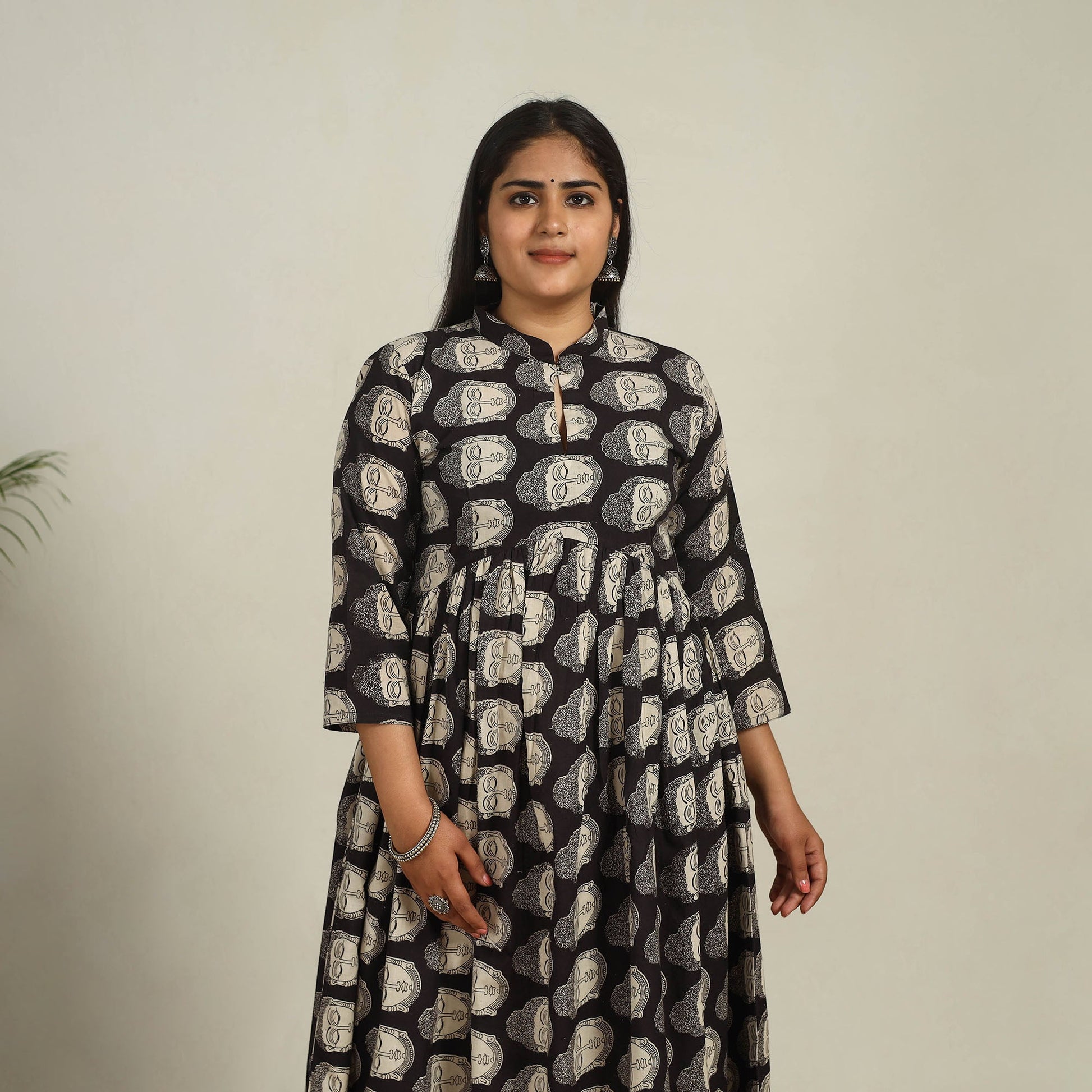Black - Printed Cotton Flared Kalamkari Kurta 15