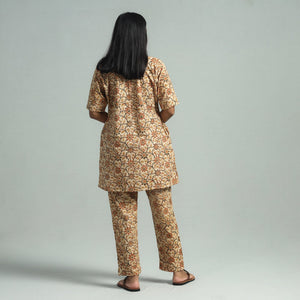 Beige - Pedana Kalamkari Block Printed Cotton Co-Ord Set