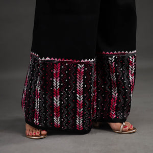 Black - Kantha Hand Embroidery Palazzo in Cotton 39
