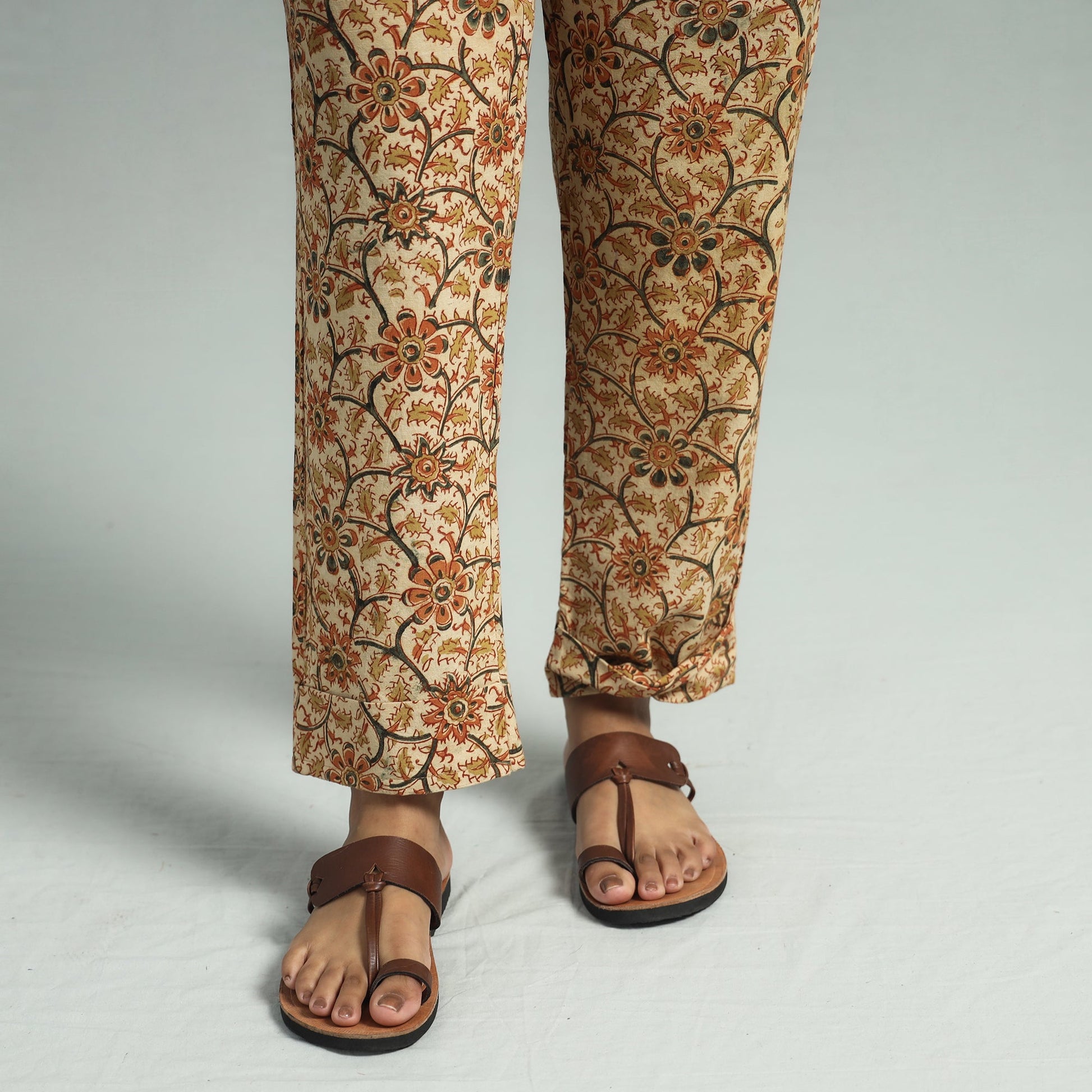 Beige - Pedana Kalamkari Block Printed Cotton Co-Ord Set