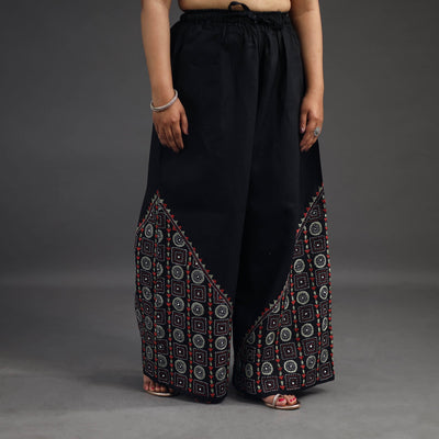 Black - Kantha Hand Embroidery Palazzo in Cotton 40