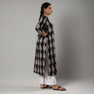 Black & White - Block Print Cotton Straight Bagh Kurta