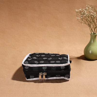 Black - Handmade 4 Pockets Cotton Jewellery Bag 11