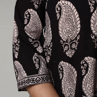 Black & White - Block Print Cotton Straight Bagh Kurta