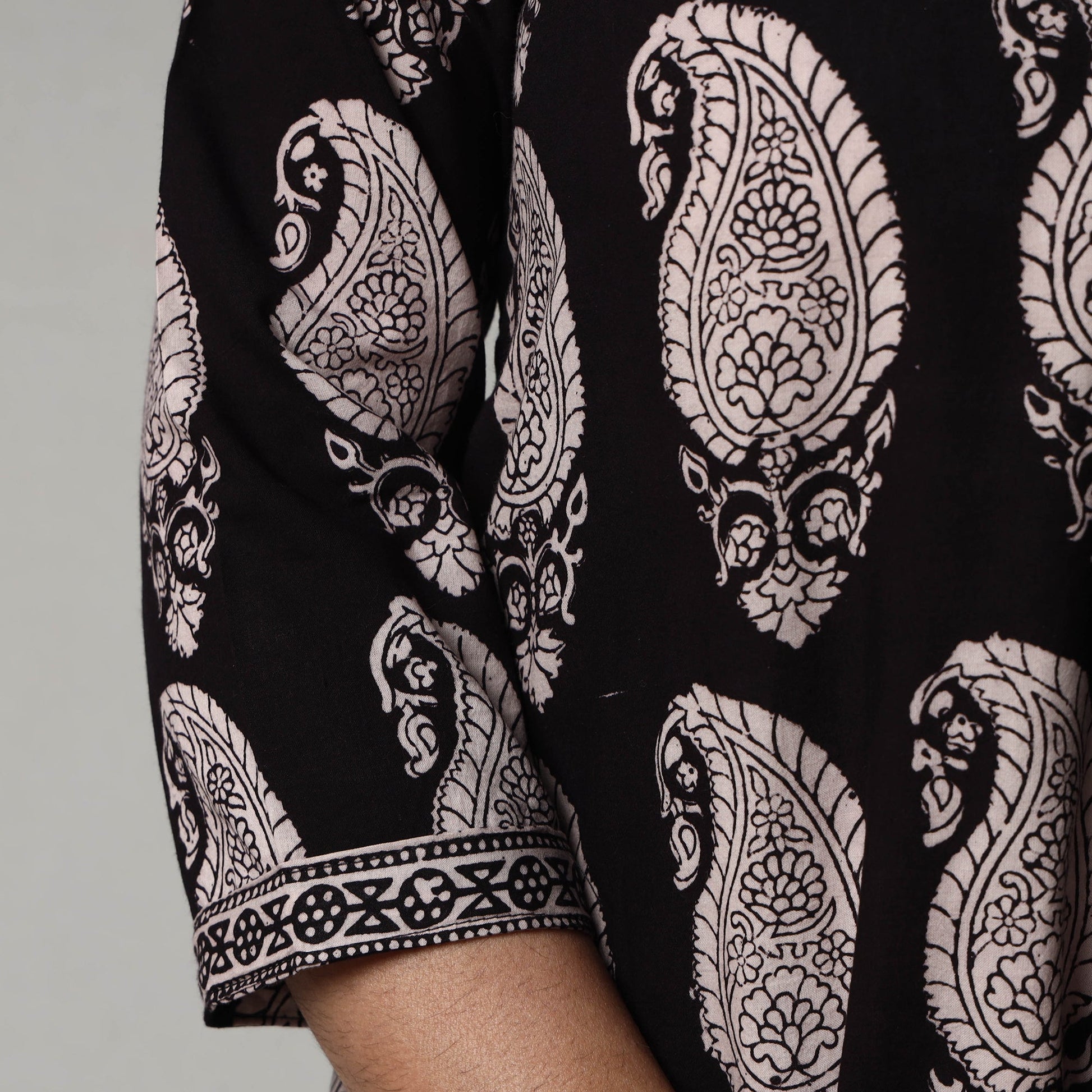 Black & White - Block Print Cotton Straight Bagh Kurta