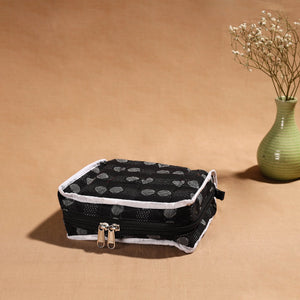 Black - Handmade 4 Pockets Cotton Jewellery Bag 11