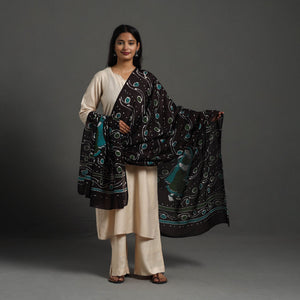 Brown - Cotton Hand Batik Print Dupatta 42
