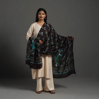 Brown - Cotton Hand Batik Print Dupatta 42