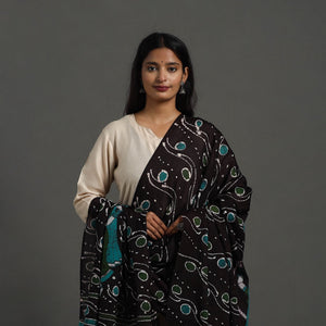 Brown - Cotton Hand Batik Print Dupatta 42