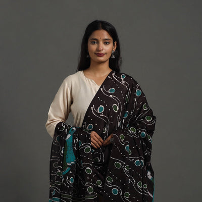 Brown - Cotton Hand Batik Print Dupatta 42