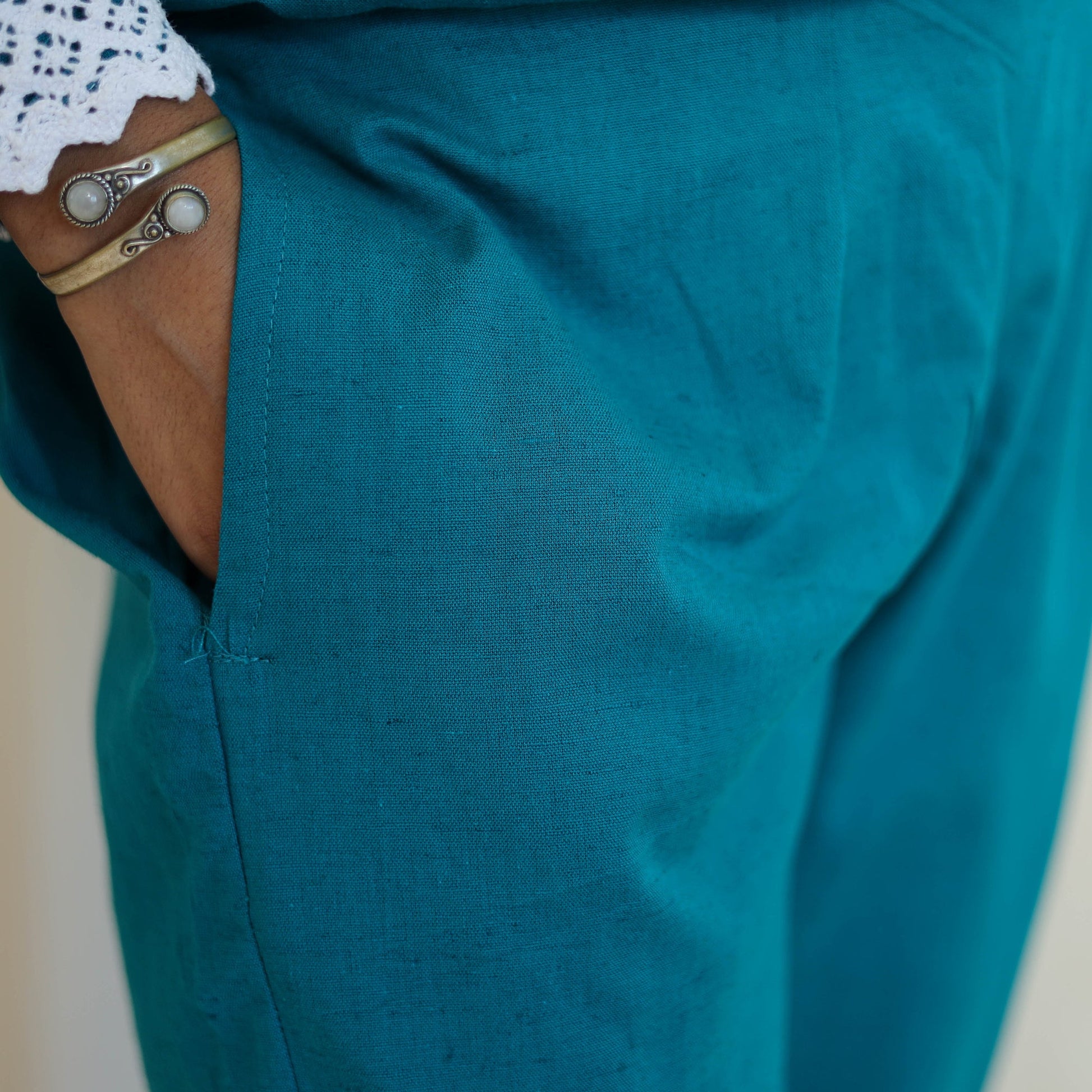 Blue - Flex Cotton Plain Co-Ord Set With Lace Work 04