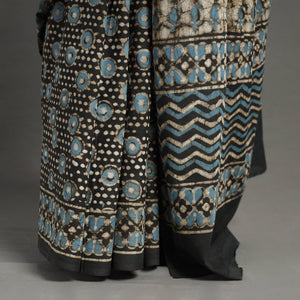 Brown - Pipad Hand Block Printed Cotton Saree