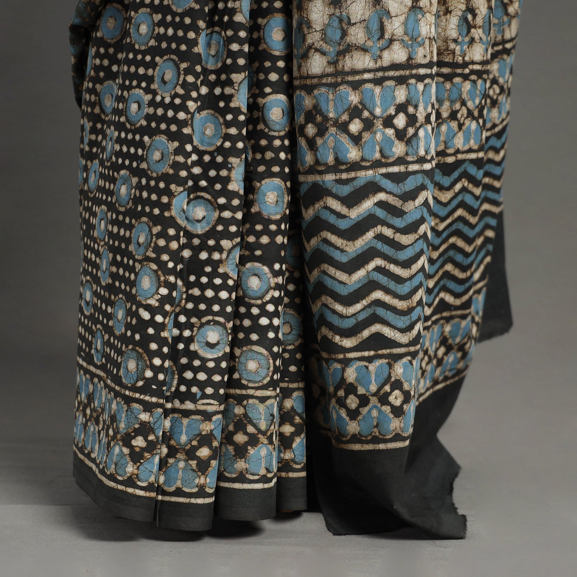 Brown - Pipad Hand Block Printed Cotton Saree