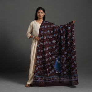 Brown - Cotton Hand Batik Print Dupatta 44