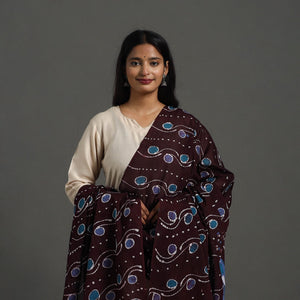 Brown - Cotton Hand Batik Print Dupatta 44