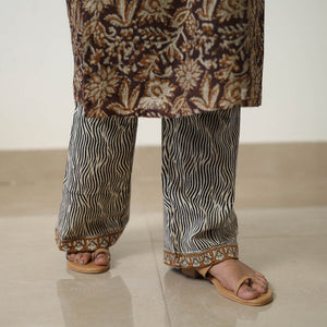 Brown - Chanderi Silk Hand Block Bagru Print Kurta Set 02