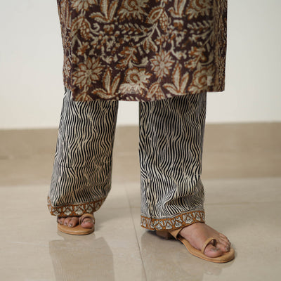 Brown - Chanderi Silk Hand Block Bagru Print Kurta Set 02