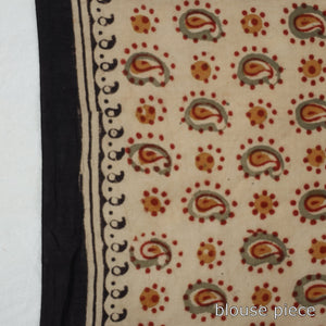 Black - Pedana Block Print Cotton Kalamkari Saree 14