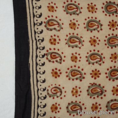 Black - Pedana Block Print Cotton Kalamkari Saree 14