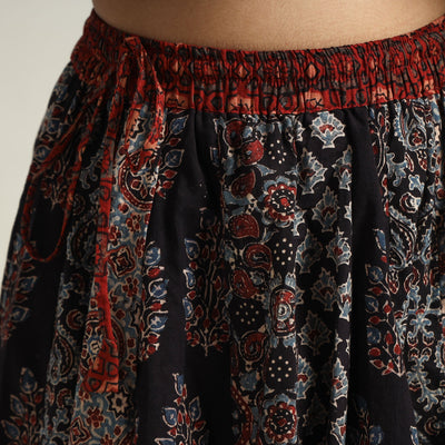 Black - Ajrakh Block Printed 24 Kali Patchwork Cotton Long Skirt 04