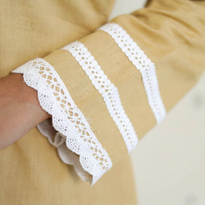 Brown - Flex Cotton Plain Co-Ord Set With Lace Work 02