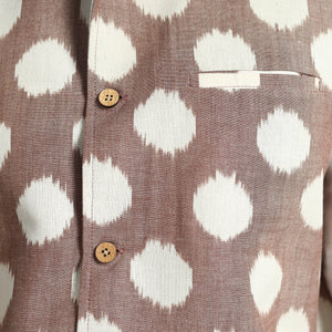 Brown - Pochampally Double Ikat Handloom Cotton Men Nehru Jacket 05