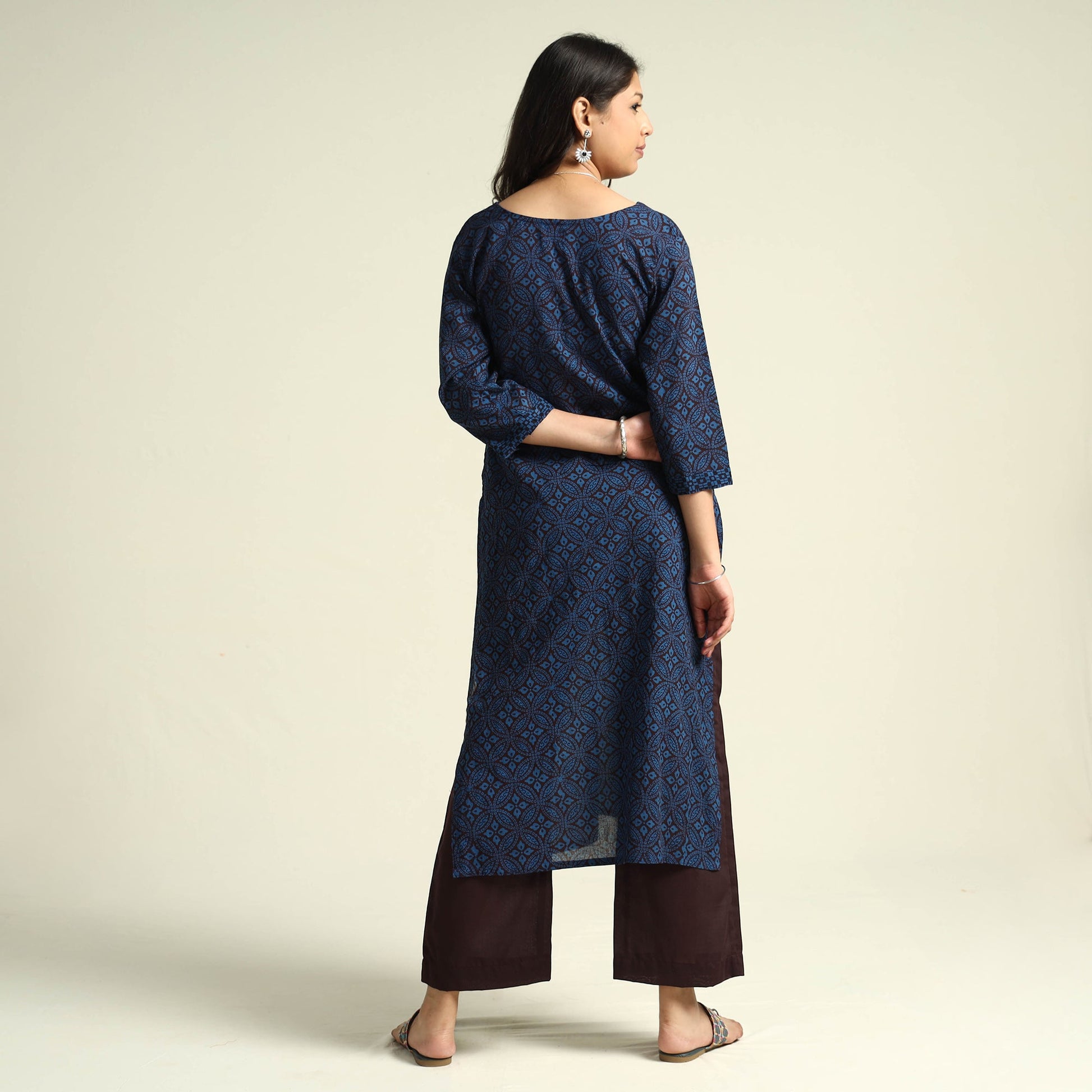 Blue - Bagh Block Printed Cotton Kurta with Palazzo Set