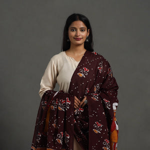 Brown - Cotton Hand Batik Print Dupatta 45