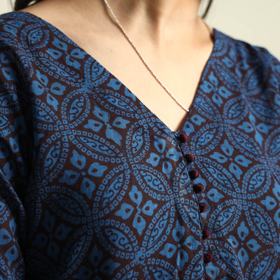 Blue - Bagh Block Printed Cotton Kurta with Palazzo Set