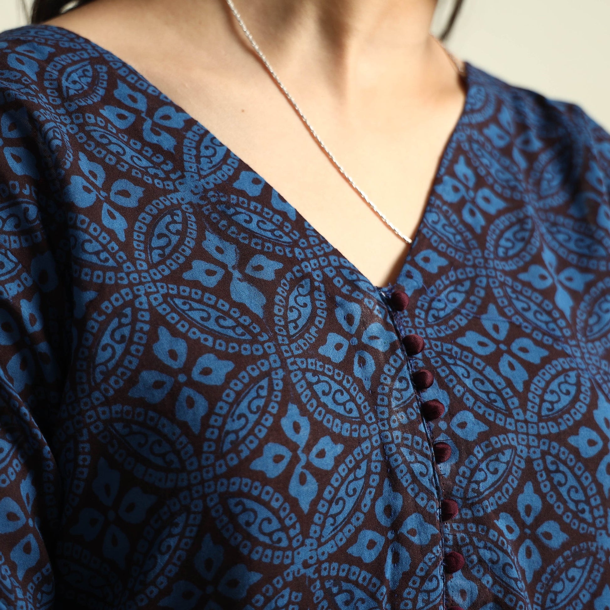 Blue - Bagh Block Printed Cotton Kurta with Palazzo Set