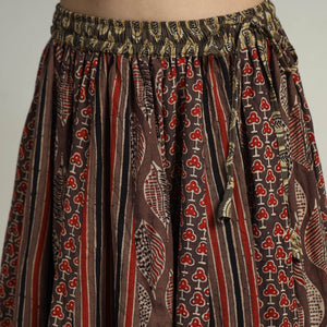 Brown - Kutch Block Printed 24 Kali Cotton Long Skirt 19