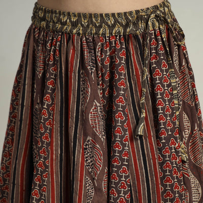 Brown - Kutch Block Printed 24 Kali Cotton Long Skirt 19