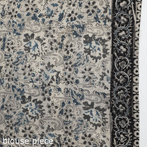 Black - Pedana Block Print Cotton Kalamkari Saree