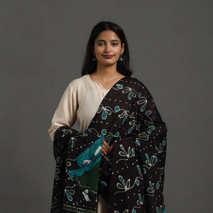 Black - Cotton Hand Batik Print Dupatta 46