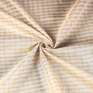 Beige Vidarbha Tussar Silk Checks Handloom Fabric