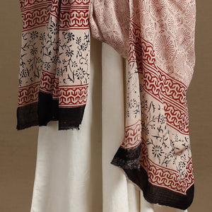 Beige - Block Print Mul Cotton Bagru Dupatta 10