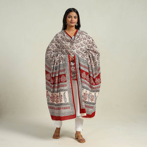 Beige - Hand Block Print Cotton Bagh Dupatta 23
