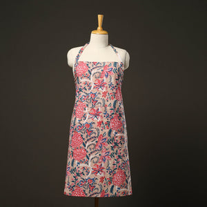 Beige - Sanganeri Block Print Cotton Apron with Pocket 10