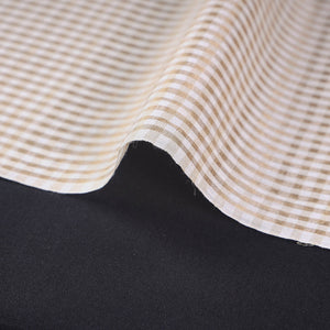 Beige Vidarbha Tussar Silk Checks Handloom Fabric