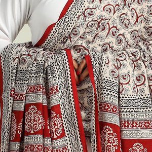 Beige - Hand Block Print Cotton Bagh Dupatta 23